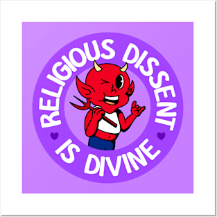 Religious Dissent Is Divine - Cute Queer Atheist Devil Posters and Art